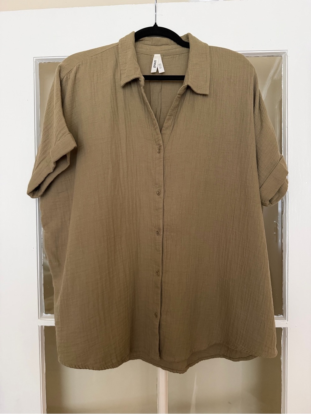 Pact Men's Button-Down Short-Sleeve Shirt - Taupe
